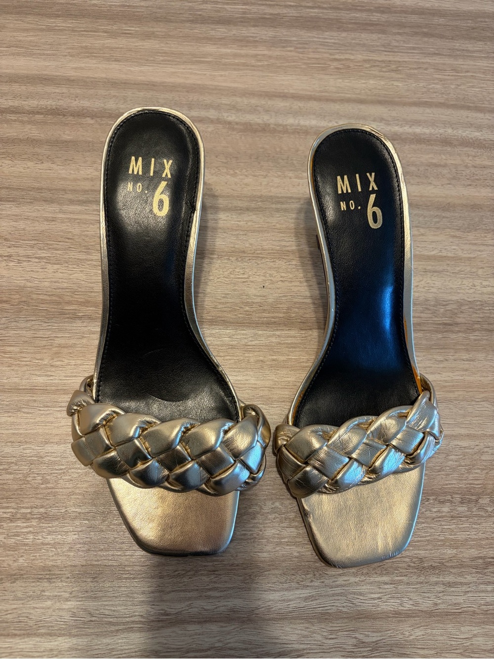 Mix No. 6 Braided Metallic Gold Slip-On Mules